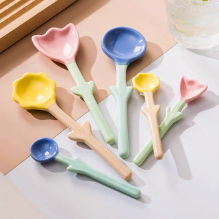 Thìa muỗng cà phê sứ hình hoa tulip 3D Tiệm Cô Tít