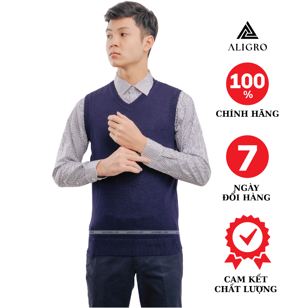 Áo len gile Aligro ALENGL013 màu navy