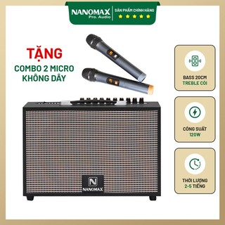  Loa Karaoke Xách Tay Nanomax K-01 Đen Bass 20cm 120w Tặng Kèm 2 Mic Hát Karaoke Chống Hú Tốt 