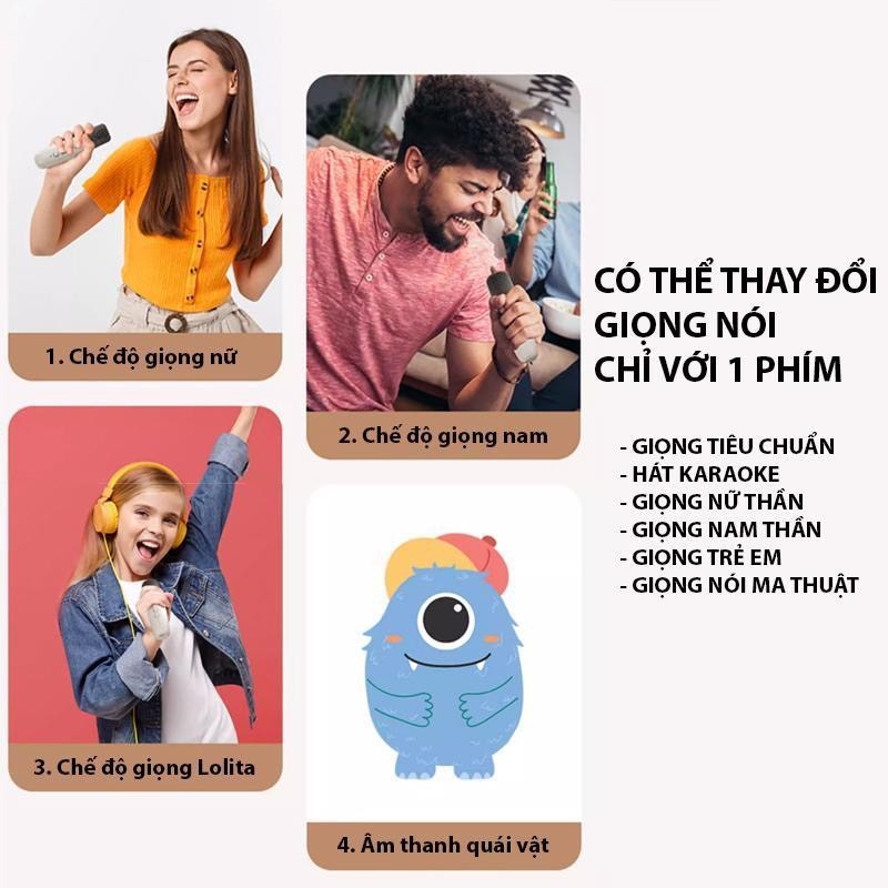 Loa bluetooth hát karaoke k12 tặng kèm 2 mic, loa karaoke nghe nhạc hát tại nhà, có thể thay đổi giọng , bảo hành 1 năm