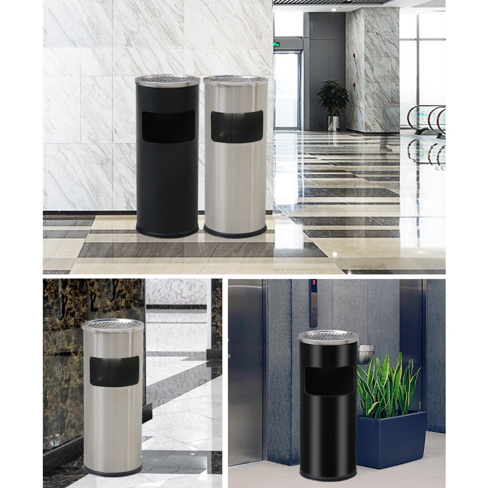 Thùng rác inox cao cấp, thùng rác có gạt tàn - VHP-YS-HPB40