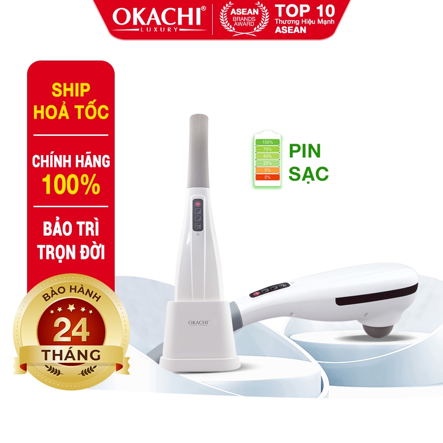 Máy Massage Cầm Tay Hồng Ngoại OKACHI LUXURY JP-M610  Với Đế Sạc Thông Minh-Pin Siêu Bền