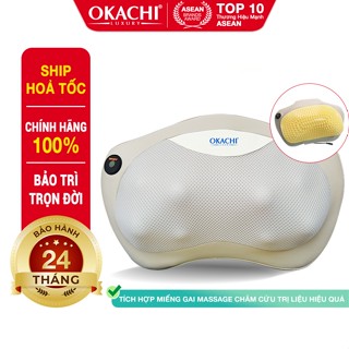 Gối Massage Hồng Ngoại Đau Vai Cổ Lưng  OKACHI JP-568 Với Gai Massage Châm Cứu Giúp Giảm Đau Nhanh Ngồi Văn Phòng Lái Xe