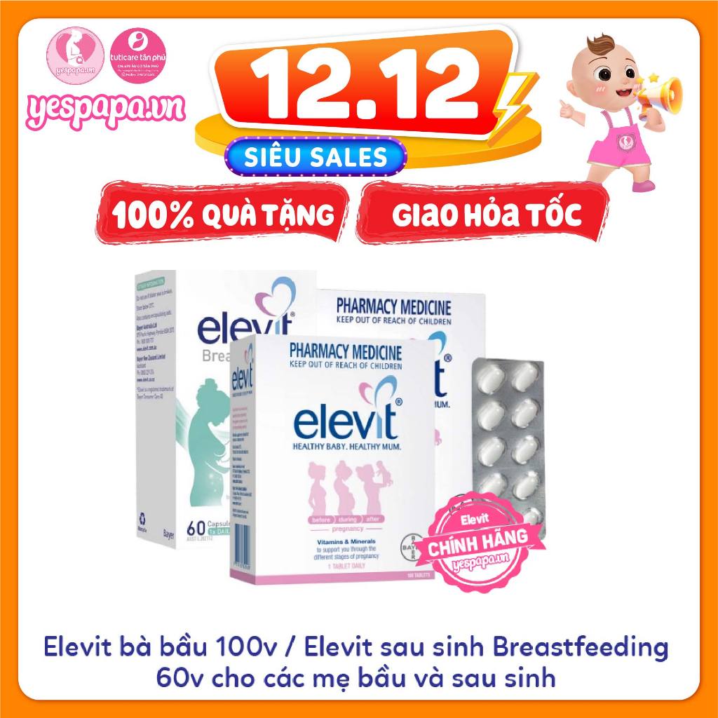 Elevit bà bầu 100v / Elevit sau sinh Breastfeeding 60v cho các mẹ bầu và sau sinh