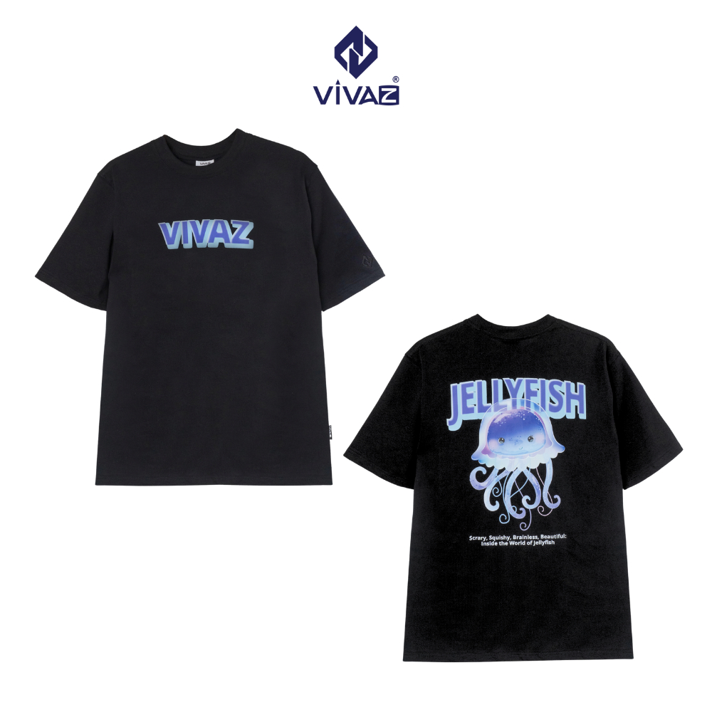 Áo thun VivaZ form rộng, Unisex, Tiny Jellyfish Tee màu đen dành cho nam nữ