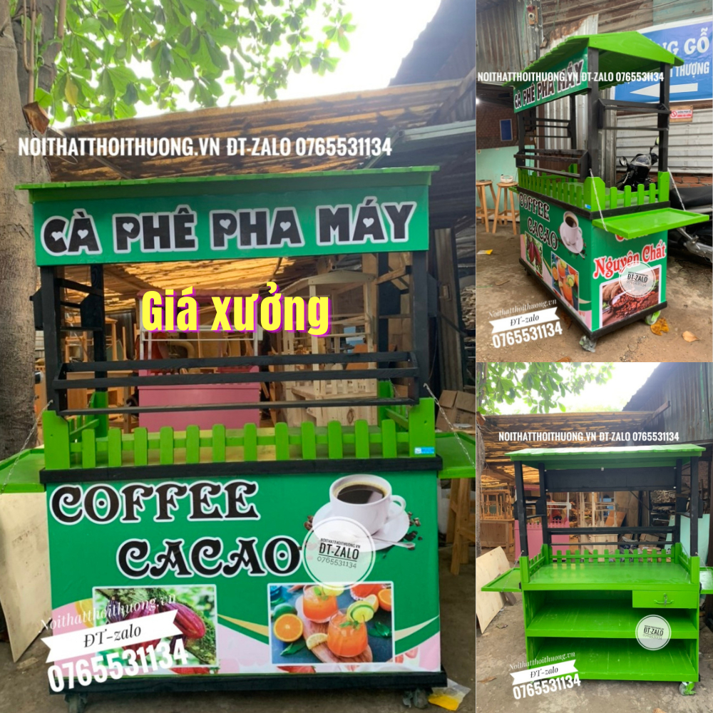 Xe Cà Phê Màu Xanh Lá Có Decal Đẹp Giá Tại Xưởng Thủ Đức