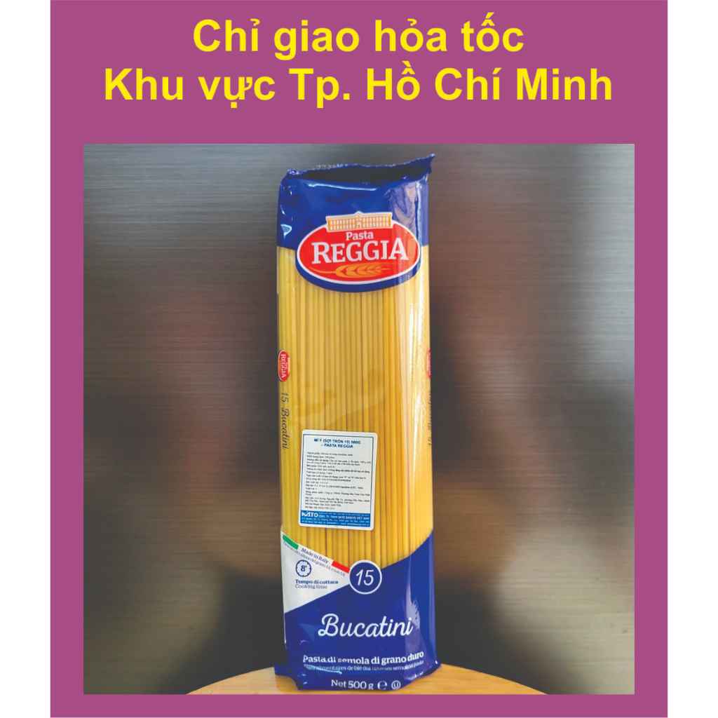 REGGIA - gói 500g / SỐ 15 - MÌ ỐNG RỖNG RUỘT / Ý / No 15 Spaghetti Bucatini Pasta (HALAL)