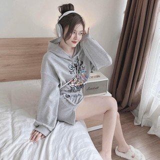 Sét bộ nỉ siêu xinh có nón tay dài phối quần shot siêu xinh