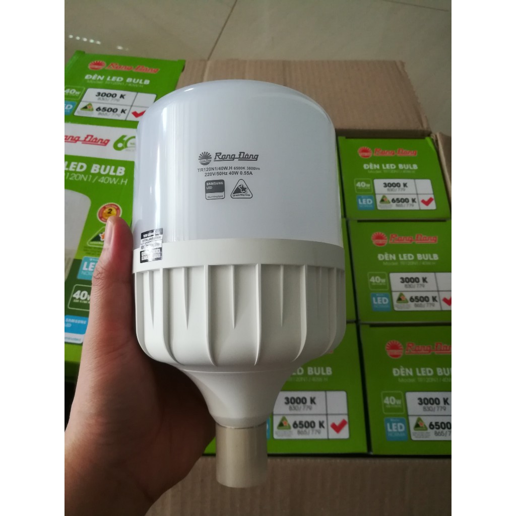Bóng đèn LED BULB nhôm đúc Rạng Đông 40W thân nhựa ánh sáng trắng siêu sáng tiết kiệm điện Bảo hành 2 năm