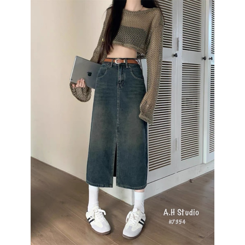Chân váy Jean dáng dài xẻ trước - 247store.vn - Chanvayjeankieu8682_P12K14