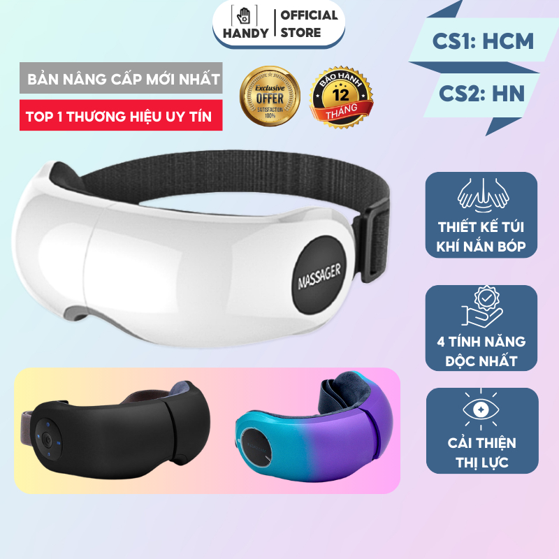 Máy Massage Mắt Cao Cấp DELADEP Mát Xa Túi Khí Kèm Nhiệt, Tích Hợp Nghe Nhạc Bluetooth, Bảo Hành 12 Tháng MSM02