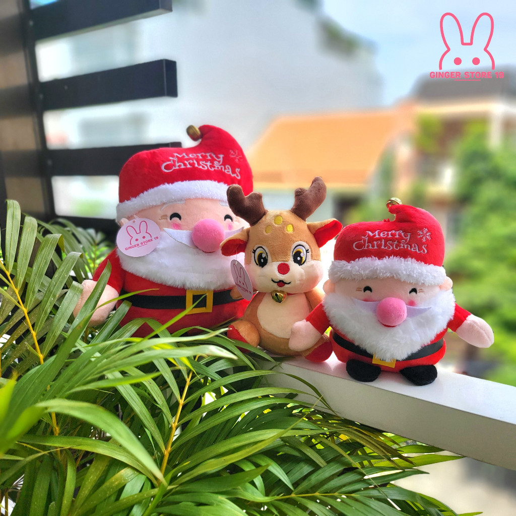 Gấu bông ông già Noel, Tuần lộc xinh xắn 20cm, 30cm làm quà tặng Noel. quà tặng Giáng sinh 2023