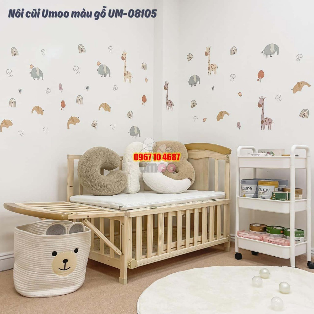 Nôi cũi UMOO tích hợp 5 trong 1 cho bé UM-08105