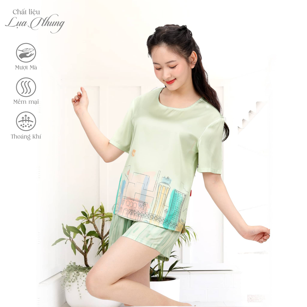 Bộ đùi 265p 2102 tay ngắn cao cấp Lụa nhung