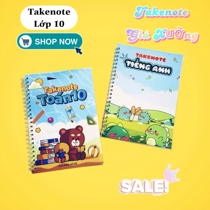 Trọn bộ lớp 10 - Combo 2 cuốn takenote lớp 10 Toán - Anh