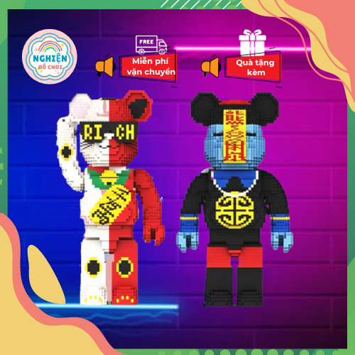 Lắp Ghép LEGO Bearbrick Rich 72cm,  Đồ Chơi Lắp Ghép Bearbrick Cương Thi Giúp Tăng Trí Tuệ Tư Duy, Thông Minh, Decor Đẹp