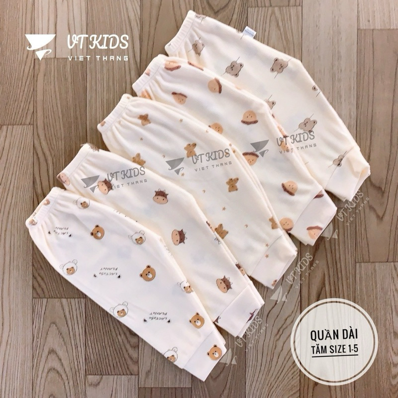 Combo 5 Quần Dài Tăm Co Giãn 4 Chiều Hoạ tiết Ngẫu Nhiên Cho Bé Gấu