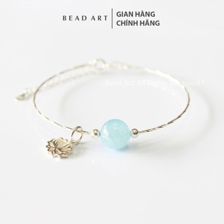 Vòng tay đá aquamarine màu xanh biển bạc 925, vòng tay phong thuỷ, chuỗi hạt, thuỷ, mộc, full - bead art