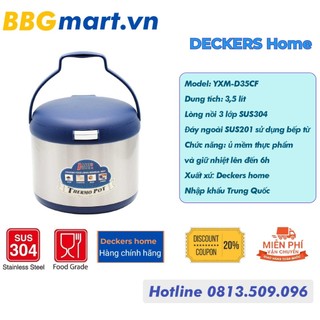 Nồi ủ chân không giữ nhiệt inox decker's home thermo pot yxm-d35cf 3.5l