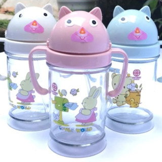 Bình Tập Uống Nước Cho Bé, Bình Nước Dễ Thương Hình Mèo Có Tay Cầm 220ml (Việt Nhật 0010)