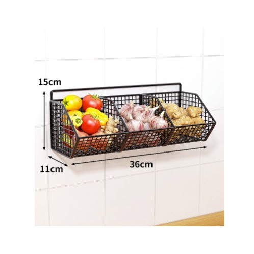 Kệ Ngiêng 1, 2 , 3 Khay Đựng Hành Tỏi Ớt, Gia Vị Dán Tường Kèm Miếng Dán