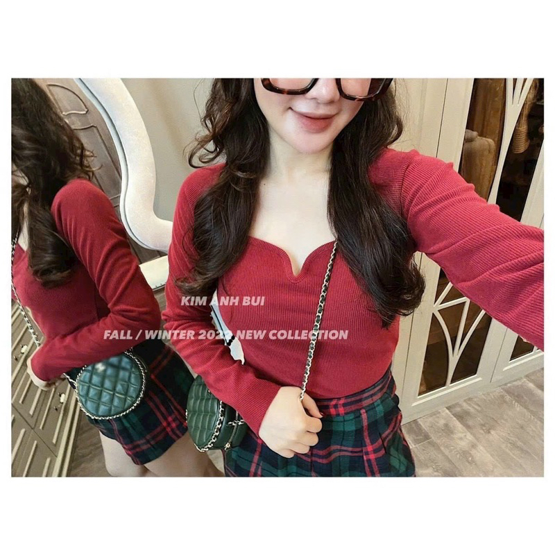 Sét thun đỏ tay dài kèm short caro giáng sinh