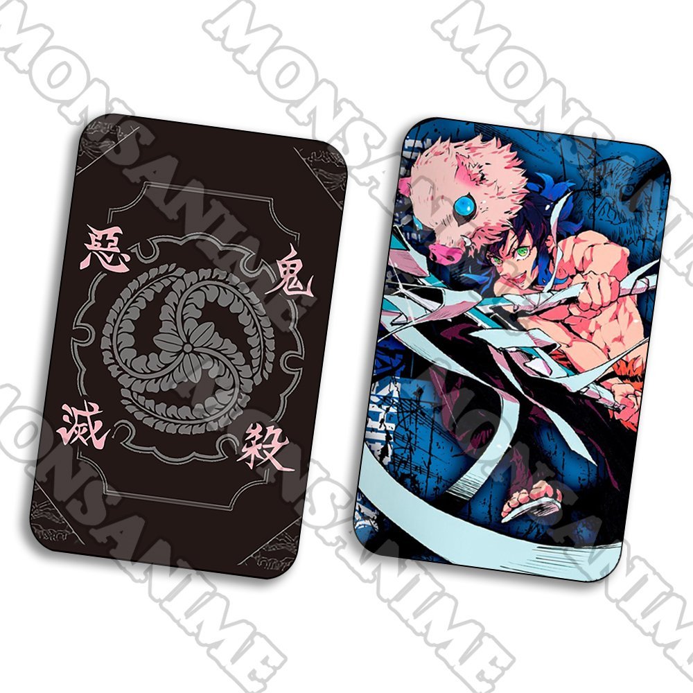 Ảnh card bo góc in hình Kimetsu no Yaiba Thanh Gươm Diệt Quỷ ver HOA VĂN thẻ bo viền 5*8cm anime chibi sưu tập 1 tấm