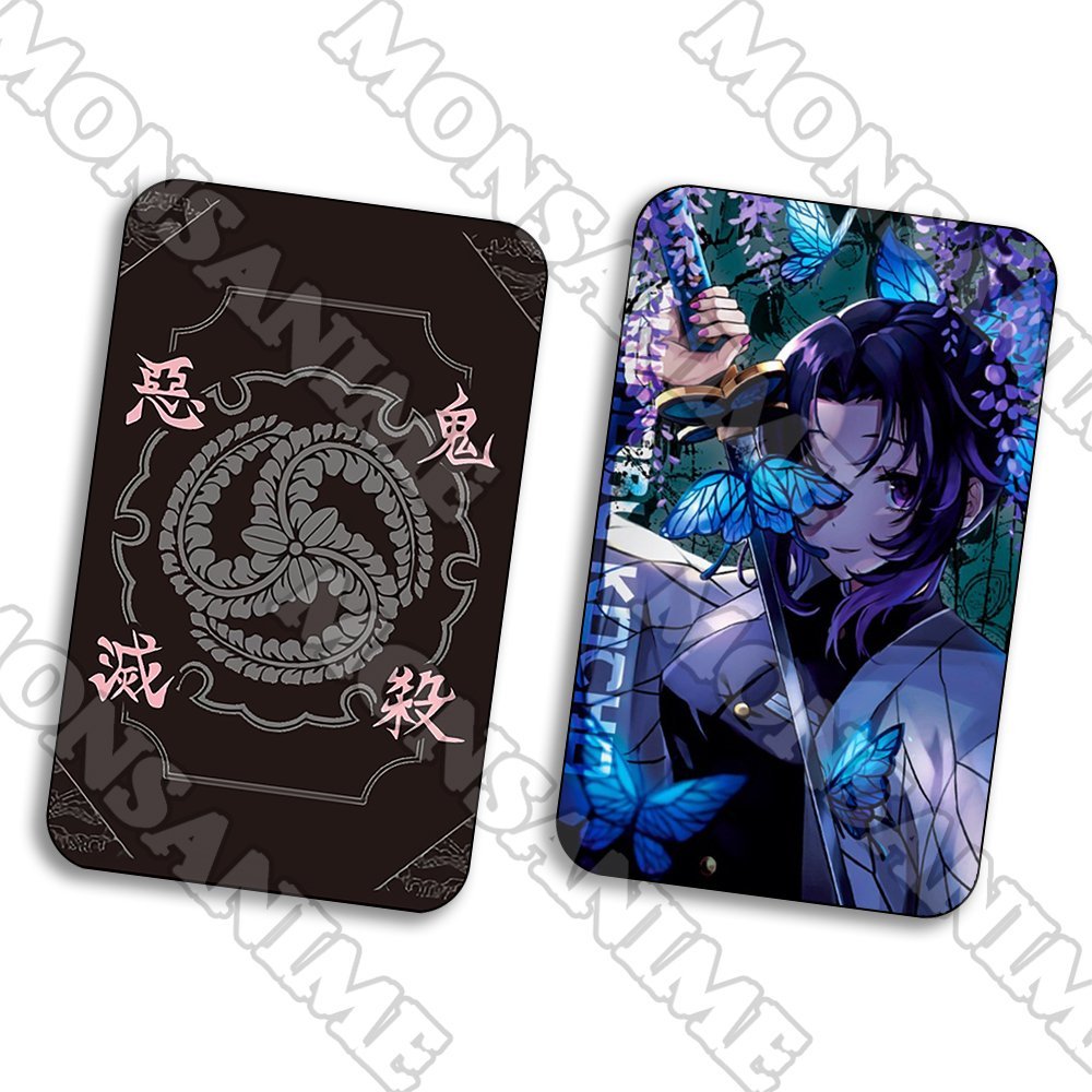 Ảnh card bo góc in hình Kimetsu no Yaiba Thanh Gươm Diệt Quỷ ver HOA VĂN thẻ bo viền 5*8cm anime chibi sưu tập 1 tấm