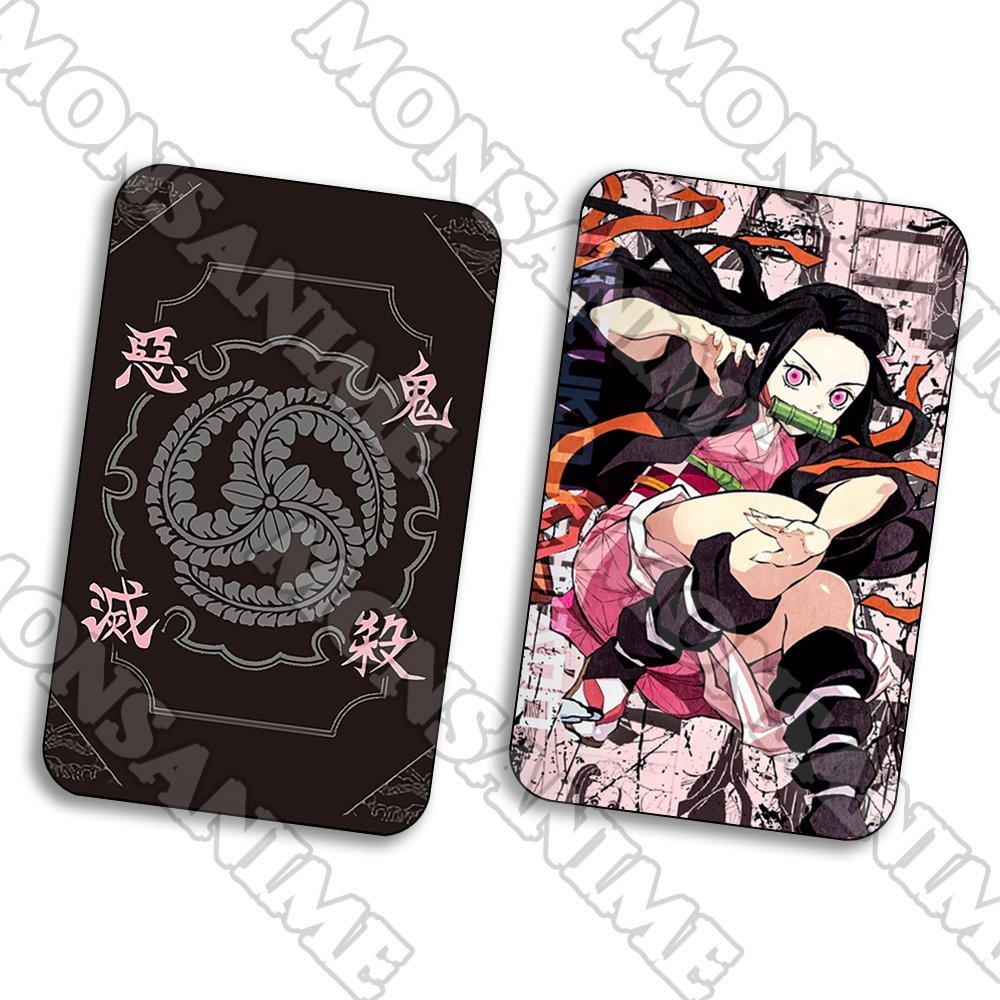 Ảnh card bo góc in hình Kimetsu no Yaiba Thanh Gươm Diệt Quỷ ver HOA VĂN thẻ bo viền 5*8cm anime chibi sưu tập 1 tấm