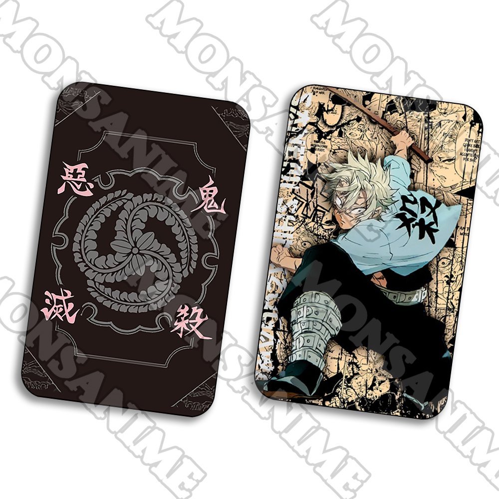Ảnh card bo góc in hình Kimetsu no Yaiba Thanh Gươm Diệt Quỷ ver HOA VĂN thẻ bo viền 5*8cm anime chibi sưu tập 1 tấm