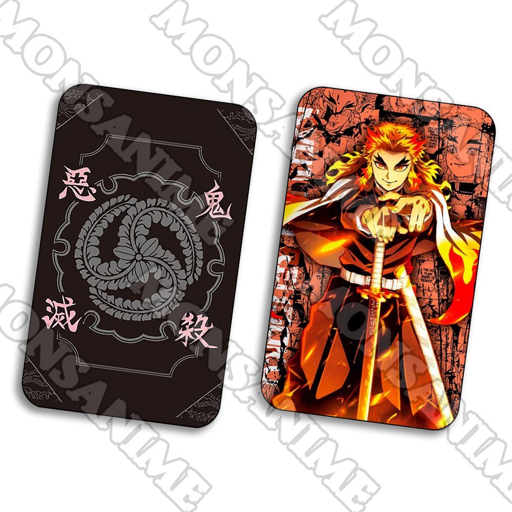 Ảnh card bo góc in hình Kimetsu no Yaiba Thanh Gươm Diệt Quỷ ver HOA VĂN thẻ bo viền 5*8cm anime chibi sưu tập 1 tấm