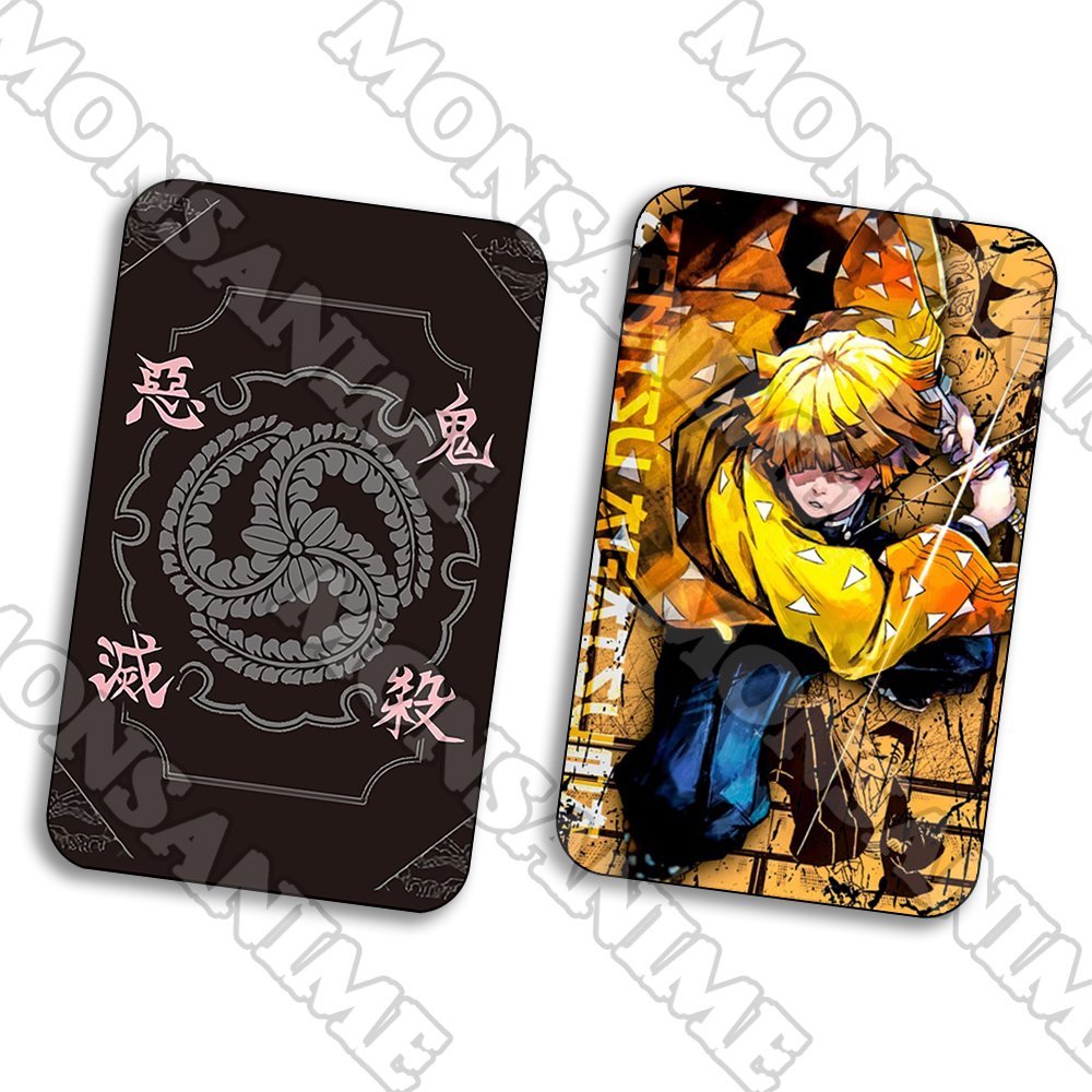 Ảnh card bo góc in hình Kimetsu no Yaiba Thanh Gươm Diệt Quỷ ver HOA VĂN thẻ bo viền 5*8cm anime chibi sưu tập 1 tấm