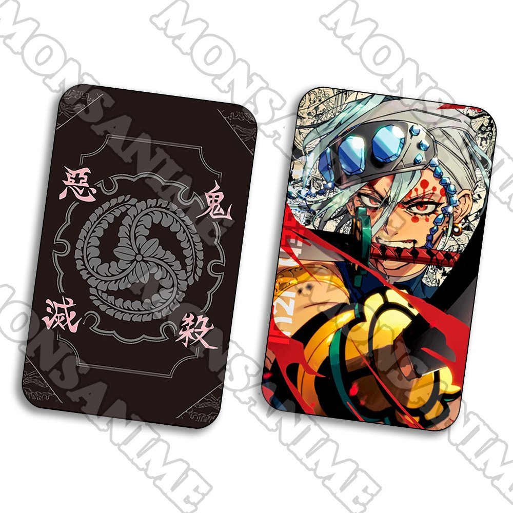 Ảnh card bo góc in hình Kimetsu no Yaiba Thanh Gươm Diệt Quỷ ver HOA VĂN thẻ bo viền 5*8cm anime chibi sưu tập 1 tấm