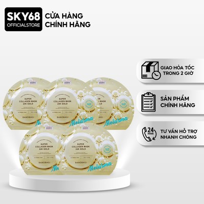 Combo 5 Mặt Nạ BANOBAGI Bổ Sung Collagen, Mờ Nám Super Collagen Mask 30ml x5 - SUPER 24k Gold