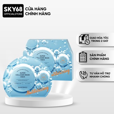 Hộp 10 Mặt Nạ BANOBAGI Cấp Ẩm Da Căng Bóng Super Collagen Mask 30ml x10 - SUPER Aqua
