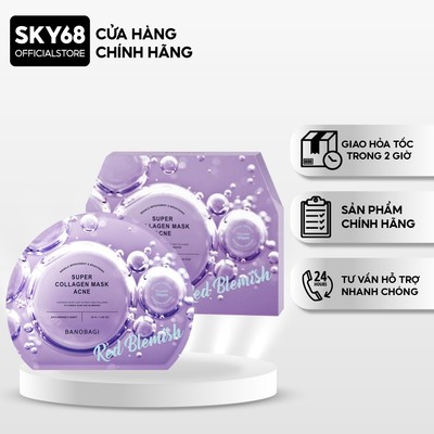 Hộp 10 Mặt Nạ BANOBAGI Hỗ Trợ Giảm Mụn Super Collagen Mask 30ml x10 -  SUPER Acne