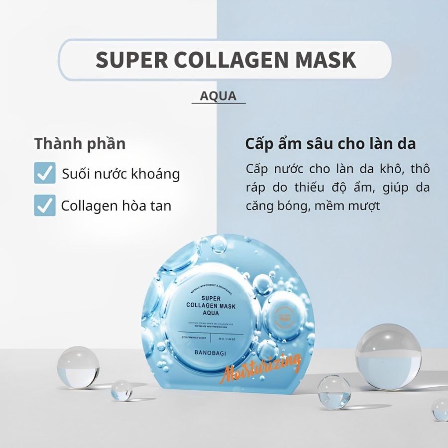Mặt Nạ BANOBAGI Cấp Ẩm Da Căng Bóng Super Collagen Mask 30ml - SUPER Aqua