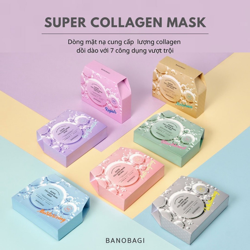 Mặt Nạ BANOBAGI Cấp Ẩm Da Căng Bóng Super Collagen Mask 30ml - SUPER Aqua