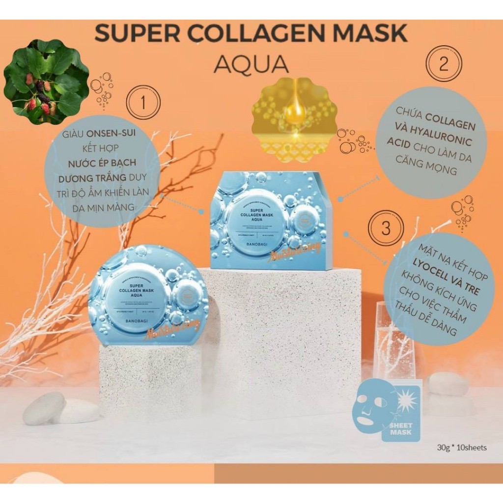 Mặt Nạ BANOBAGI Cấp Ẩm Da Căng Bóng Super Collagen Mask 30ml - SUPER Aqua