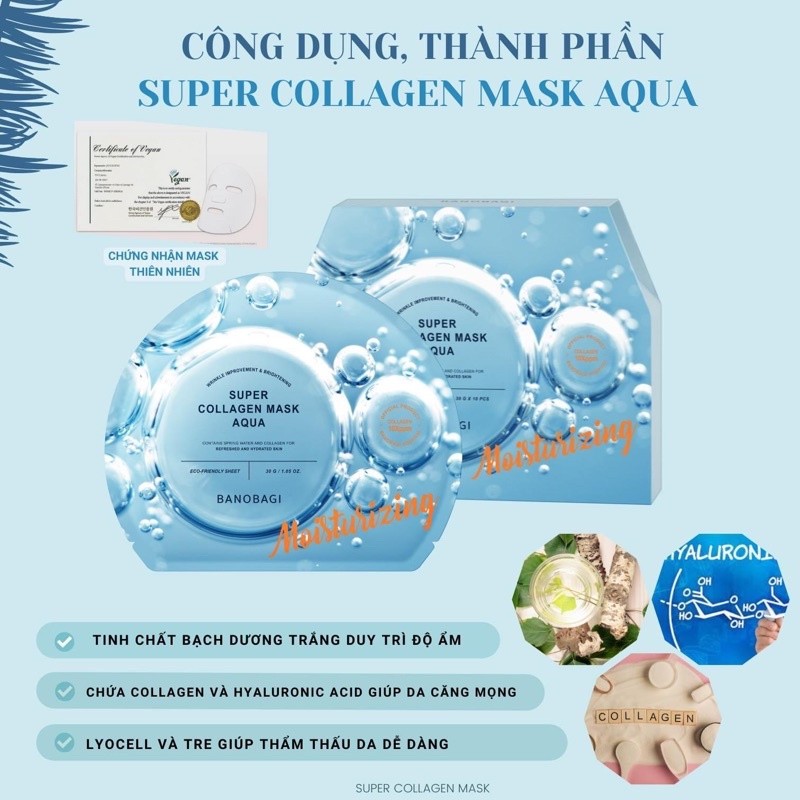 Mặt Nạ BANOBAGI Cấp Ẩm Da Căng Bóng Super Collagen Mask 30ml - SUPER Aqua