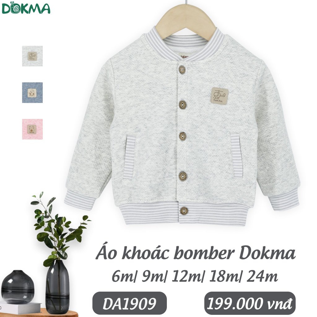 Áo khoác bomber lót lông dày ấm Dokma DA1909 cho bé từ 3 tháng- 24 tháng