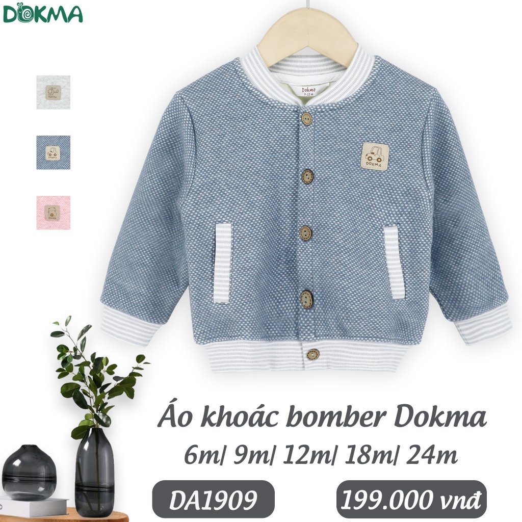 Áo khoác bomber lót lông dày ấm Dokma DA1909 cho bé từ 3 tháng- 24 tháng