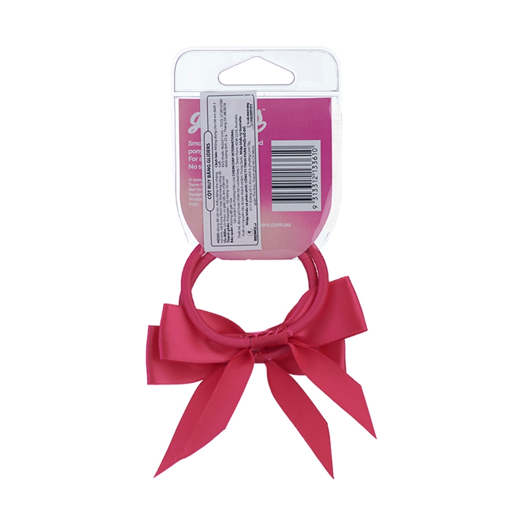 Bộ 2 Dây Cột Tóc Nơ Ruy Băng GLIDERS Màu Hồng Nữ Tính Siêu Co Giãn Êm Da Đầu Không Làm Gãy Tóc, Phù Hợp Đi Dạo Phố