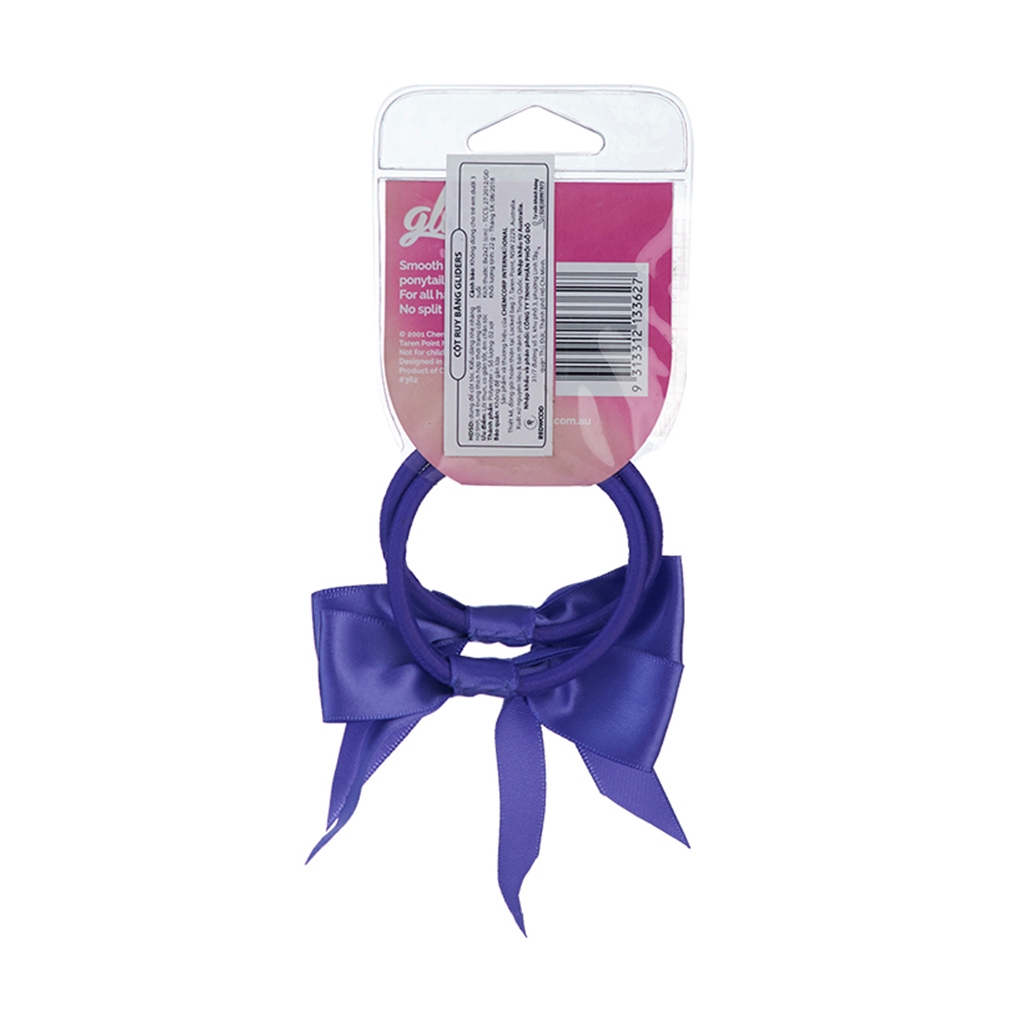 Bộ 2 Dây Cột Tóc Nơ Ruy Băng GLIDERS Màu Hồng Nữ Tính Siêu Co Giãn Êm Da Đầu Không Làm Gãy Tóc, Phù Hợp Đi Dạo Phố