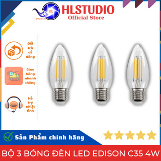 Bộ 3 Bóng Đèn Led Edison C35 4W Hình Quả Nhót Đui E27 - HL Studio - Ánh Sáng Trang Trí Đẹp Mắt