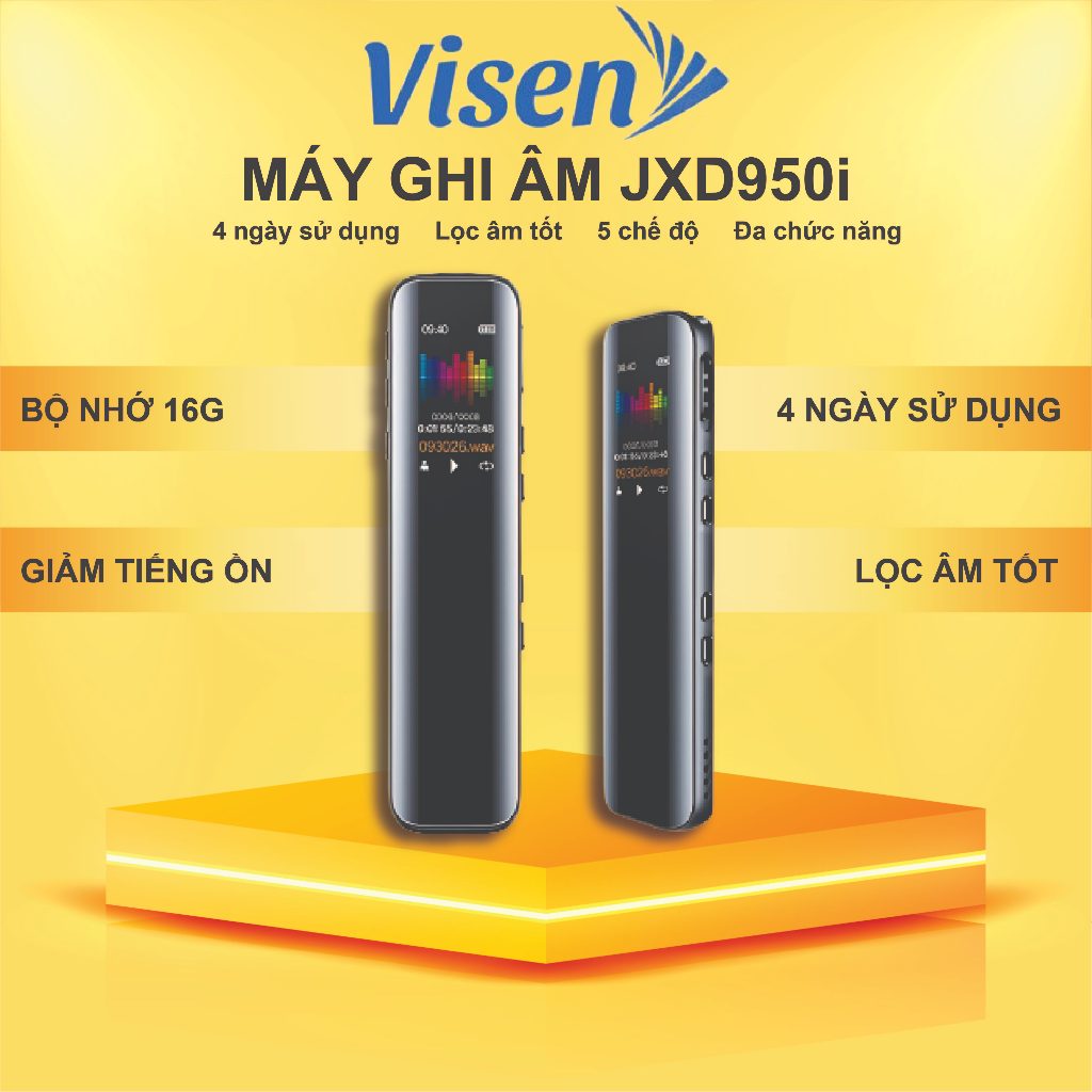 Máy ghi âm JXD950i Cao Cấp 16GB, Ghi âm 4 ngày liên tục ,lọc tạp âm cực tốt không tiếng ồn sôi nhiễu sóng.