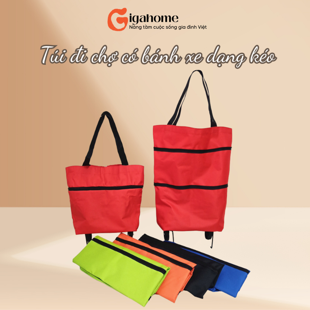 Xe Đựng Đồ Đi Chợ GIGAHOMEVN Túi Dài Chống Thấm Nước, Bánh Xe Tiện Lợi 4011