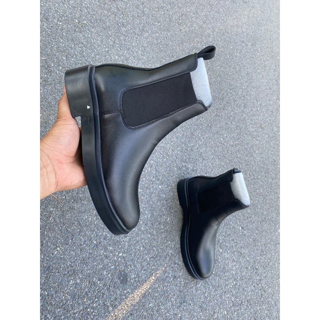 Giày da nam chesaboot 2 chun mũi chòn da sít không nhăn cao cấp Hudadu đế khâu cao su tăng 4cm chiều cao - mã 266