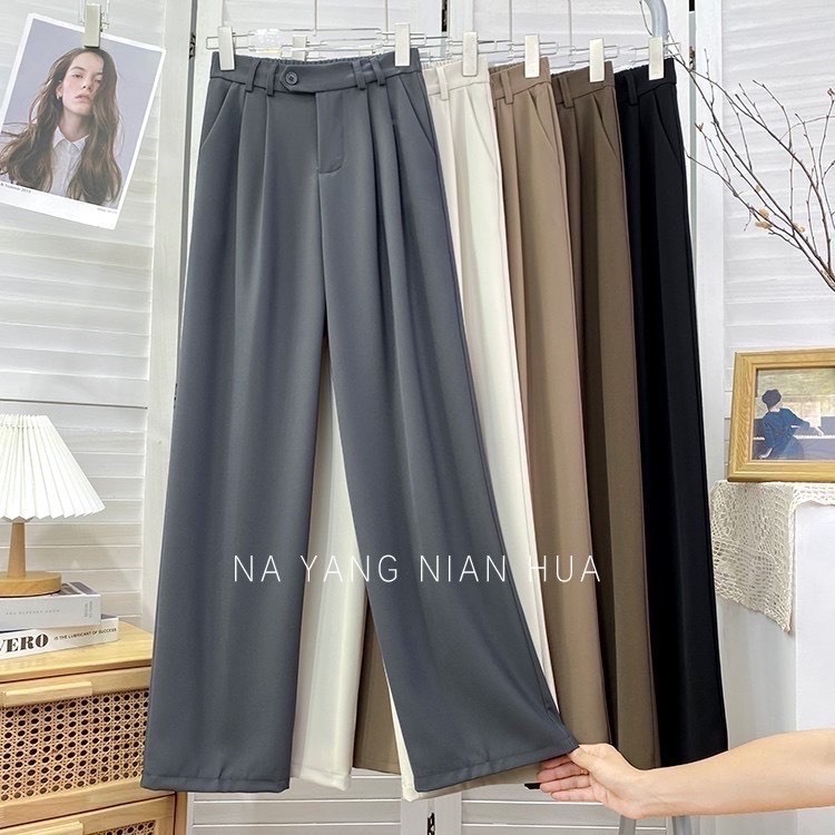 Quần ống rộng xuông dài, nút khóa cạp cao tôn dáng,chất liệu cao cấp-MNS-mã 317E