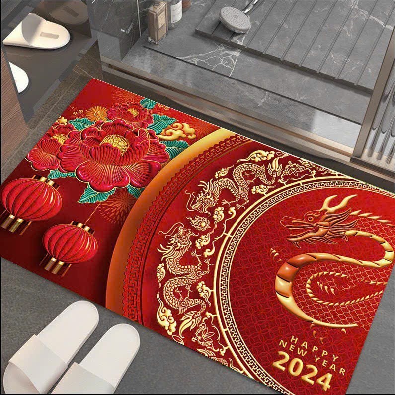 THẢM TẾT 2024 In Hình 3D - THẢM LAU CHÂN , CHÙI CHÂN CHỐNG TRƠN TRƯỢT , THẤM HÚT TỐT 60x40cm BEEBEHOME
